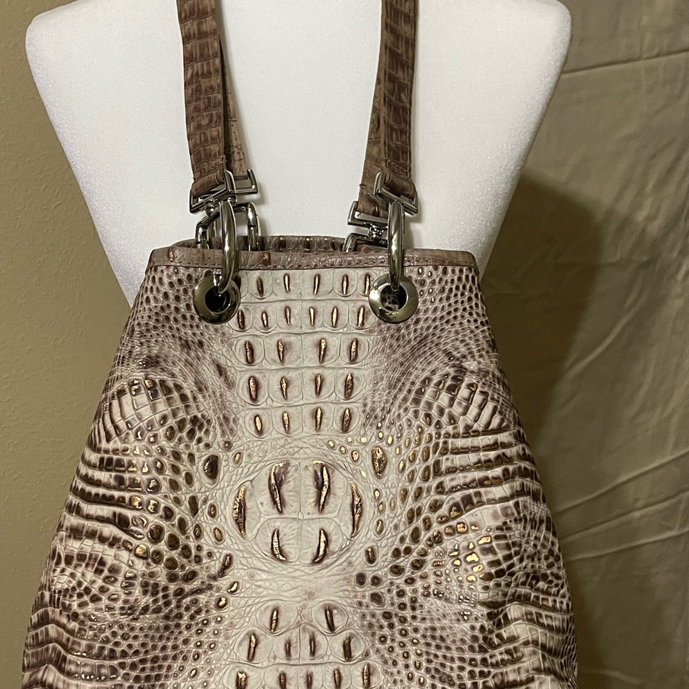 SWANK Women's Tan Crocodile-Embossed Bag - Picture 3 of 3